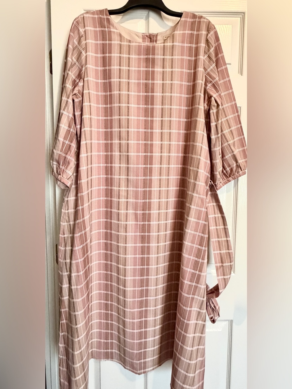 Daniel Cremieux Rose and Tan Plaid Midi Tunic Dress